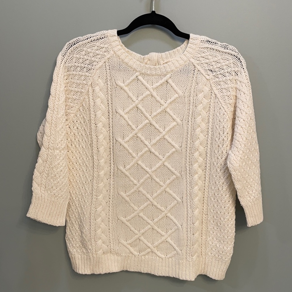 LOFT Cream Cable Knit Sweater